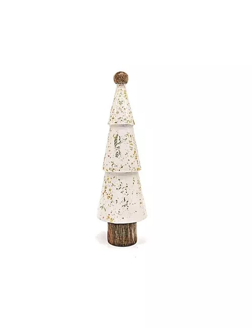 Weihnachtsbaum, Christbaum aus Holz - weiss / gold - 21 cm