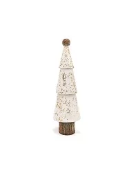 Weihnachtsbaum, Christbaum aus Holz - weiss / gold - 21 cm