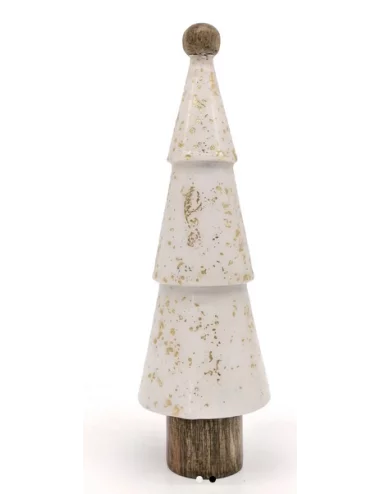 Weihnachtsbaum, Christbaum aus Holz - weiss / gold - 21 cm
