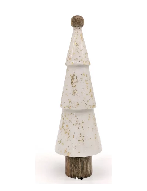 Weihnachtsbaum, Christbaum aus Holz - weiss / gold - 21 cm