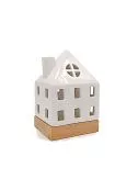 Lichthaus - Teelicht Haus - Dekoration Weihnachten - weiss-glänzend - 17.7 cm