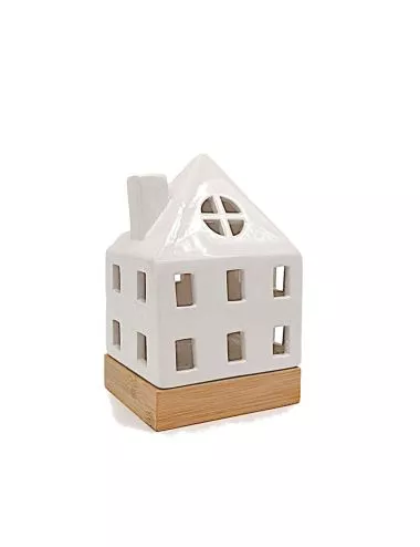 Lichthaus - Teelicht Haus - Dekoration Weihnachten - weiss-glänzend - 17.7 cm