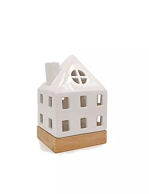 Lichthaus - Teelicht Haus - Dekoration Weihnachten - weiss-glänzend - 17.7 cm