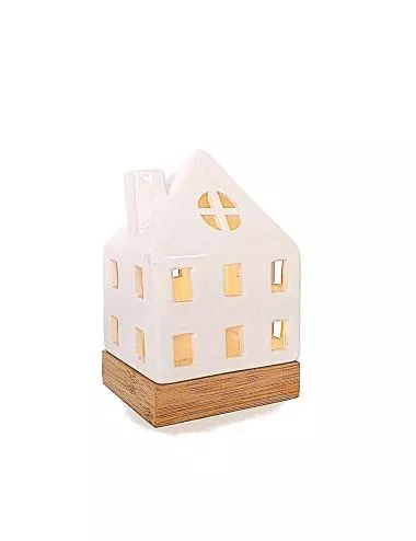 Lichthaus - Teelicht Haus - Dekoration Weihnachten - weiss-glänzend - 17.7 cm