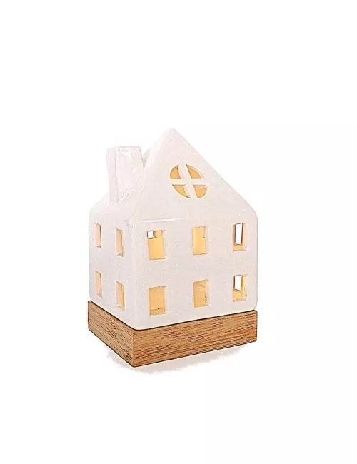 Lichthaus - Teelicht Haus - Dekoration Weihnachten - weiss-glänzend - 17.7 cm