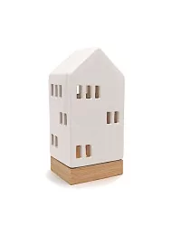 Lichthaus - Teelicht Haus - Dekoration Weihnachten - weiss-glänzend - 22,5 cm