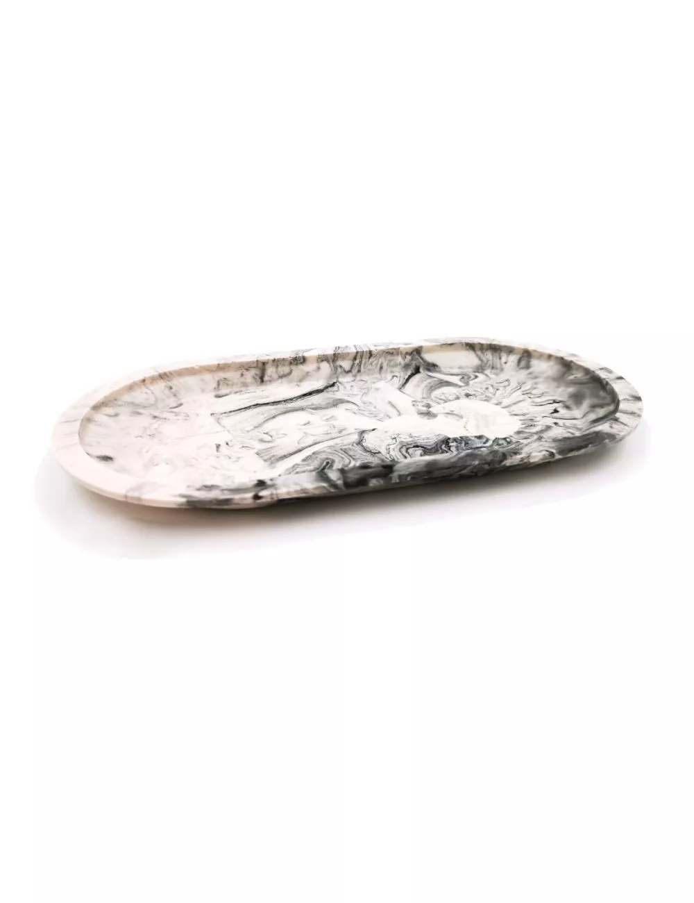 Flache Schale aus Gips - ovale Dekorschale, Schmuckschale & Seifenschale marmoriert