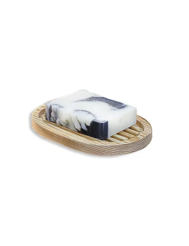Ovale Seifenschale aus Douglas-Holz mit Seife