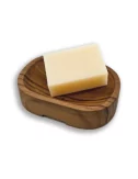 Ovale Seifenschale aus reclaimed Teak-Wurzelholz Fair-Trade - mit Seife