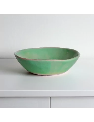 Seifenschale Ton rund mint-grün auf Regal als Schale