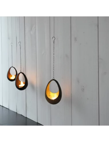 Teelicht-Hänger & Goldlicht - Teelichtschale Drop bronze-gold 18 cm