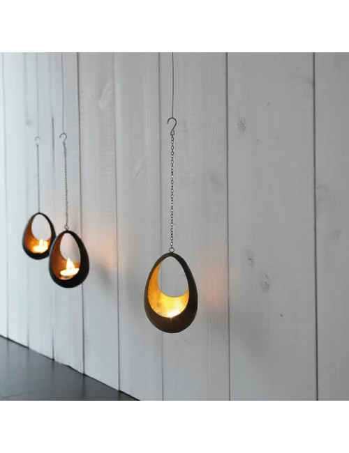 Teelicht-Hänger & Goldlicht - Teelichtschale Drop bronze-gold 18 cm