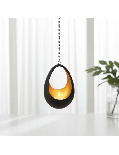 Teelicht-Hänger & Goldlicht - Teelichtschale Drop bronze-gold 18 cm