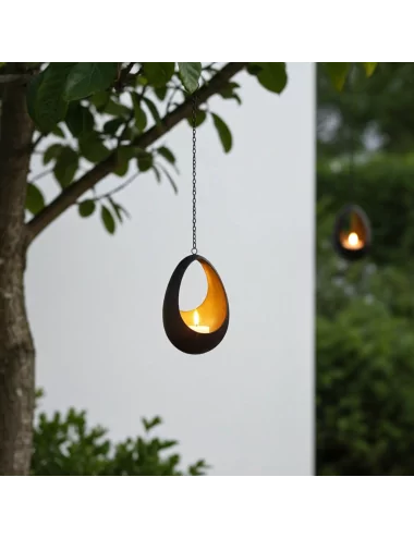 Teelicht-Hänger & Goldlicht - Teelichtschale Drop bronze-gold 18 cm