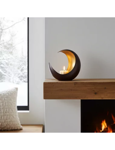 Teelicht & Goldlicht - Teelichschale Luna bronze-gold 15 cm - Teelicht auf Tisch neben Dekor - Teelicht auf Cheminée-Sims