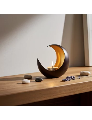 Teelicht & Goldlicht - Teelichschale Luna bronze-gold 15 cm - Teelicht auf Balkon mit Stein-Dekor