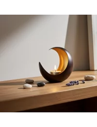 Teelicht & Goldlicht - Teelichschale Luna bronze-gold 15 cm - Teelicht auf Balkon mit Stein-Dekor