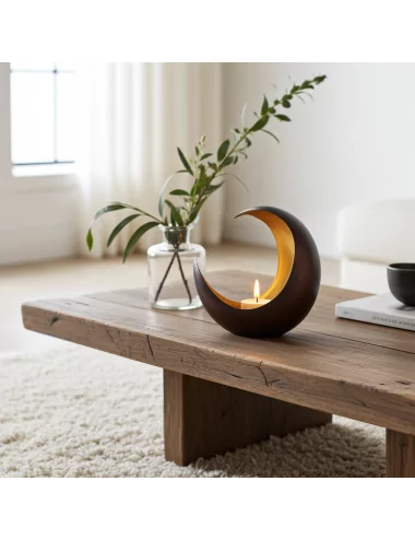 Teelicht & Goldlicht - Teelichschale Luna bronze-gold 15 cm - Teelicht auf Tisch neben Dekor