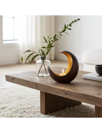 Teelicht & Goldlicht - Teelichschale Luna bronze-gold 15 cm - Teelicht auf Tisch neben Dekor
