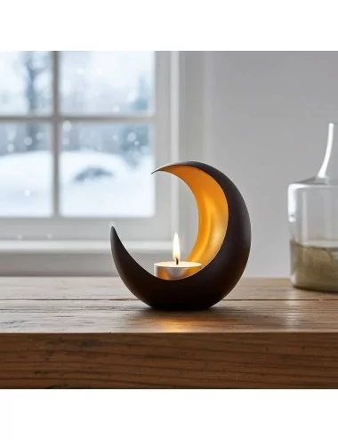 Teelicht & Goldlicht - Teelichschale Luna bronze-gold 15 cm - Teelicht auf Tisch neben Dekor - Teelicht neben Glasflasche