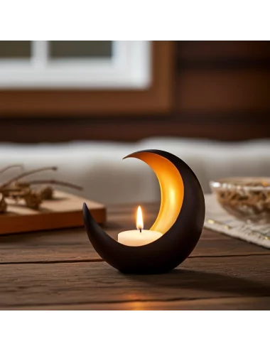 Teelicht & Goldlicht - Teelichschale Luna bronze-gold 15 cm - Teelicht mit Tannendekor