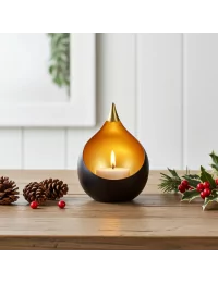 Teelicht & Goldlicht - Teelichschale Bola bronze-gold 15 cm - neben Tannenbaum-Blättern und Tannzapfen