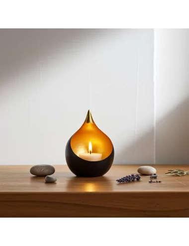 Teelicht & Goldlicht - Teelichschale Bola bronze-gold 15 cm - neben Stein-Dekor