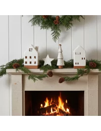 Set Weihnachten - Teelicht Haus, Stern, Baum - Dekoration in weiss/gold als Weihnachtsdekor