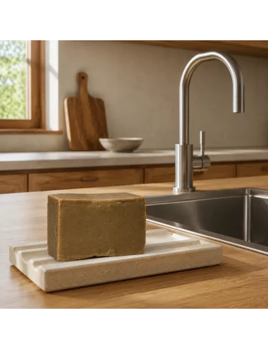 Handgeschnittene Aleppo-Seife mit 16 % Lorbeeröl – vegane Naturseife für Gesicht, Körper & Haare - bei Lavabo in Küche Handgeschnittene Aleppo-Seife mit 16 % Lorbeeröl – vegane Naturseife für Gesicht, Körper & Haare - bei Lavabo in Küche