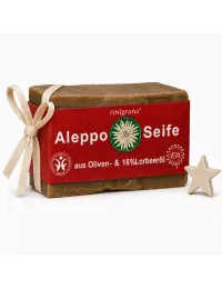 Handgeschnittene Aleppo-Seife mit 16 % Lorbeeröl – vegane Naturseife für Gesicht, Körper & Haare - als Geschenk