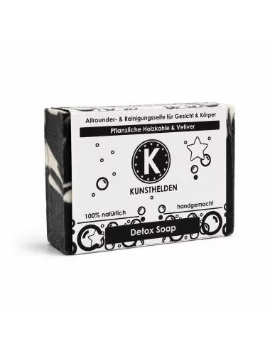 Allrounder - & Reinigungseife Gesicht & Körper mit Kohle - Naturseife Detox Soap - mit Verpackung