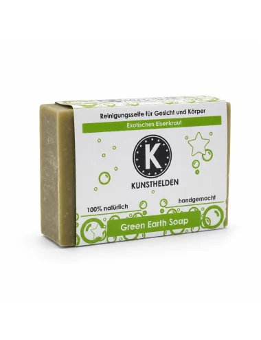 Gesicht - & Duschseife mit Eisenkraut & grüner Ton - Naturseife Green Earth Soap - mit Verpackung