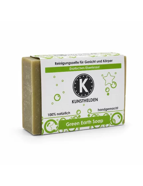 Gesicht - & Duschseife mit Eisenkraut & grüner Ton - Naturseife Green Earth Soap - mit Verpackung
