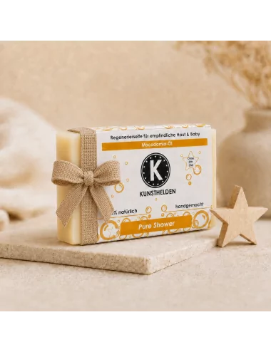 Gesicht - & Duschseife mit Macadamiaöl - Naturseife Pure Shower - als Geschenk Gesicht - & Duschseife mit Macadamiaöl - Naturseife Pure Shower - als Geschenk