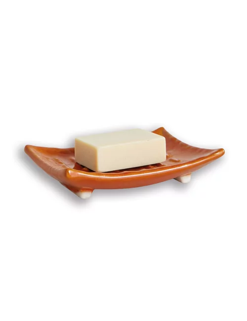Seifenschale Ton rechteckig orange mit Seife