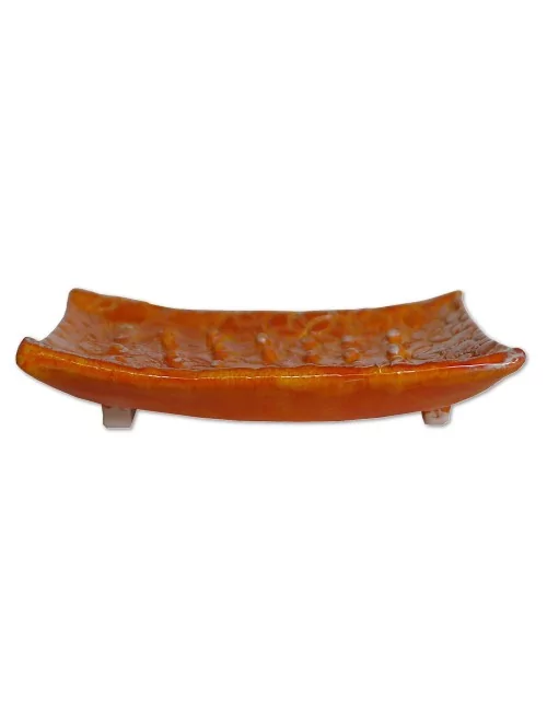Seifenschale Ton rechteckig orange mit Seife