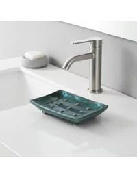 Seifenschale Ton rechteckig azur bronze neben Lavabo