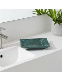 Seifenschale Ton rechteckig azur bronze neben Lavabo als Schale
