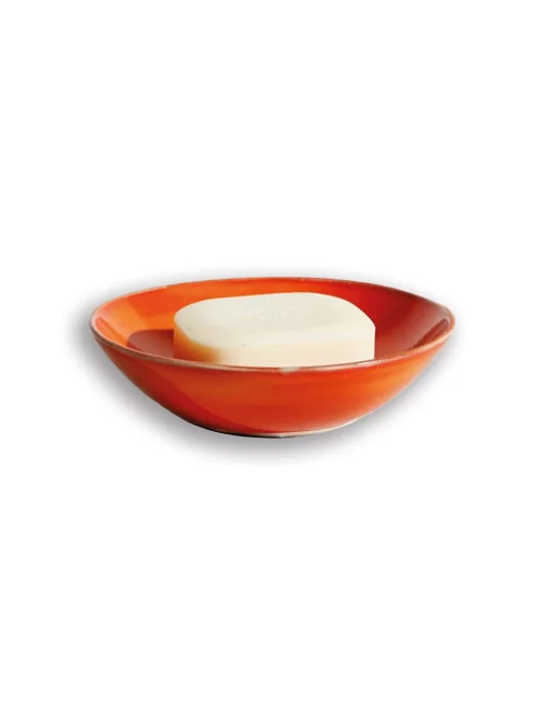 Seifenschale Ton rund klein orange